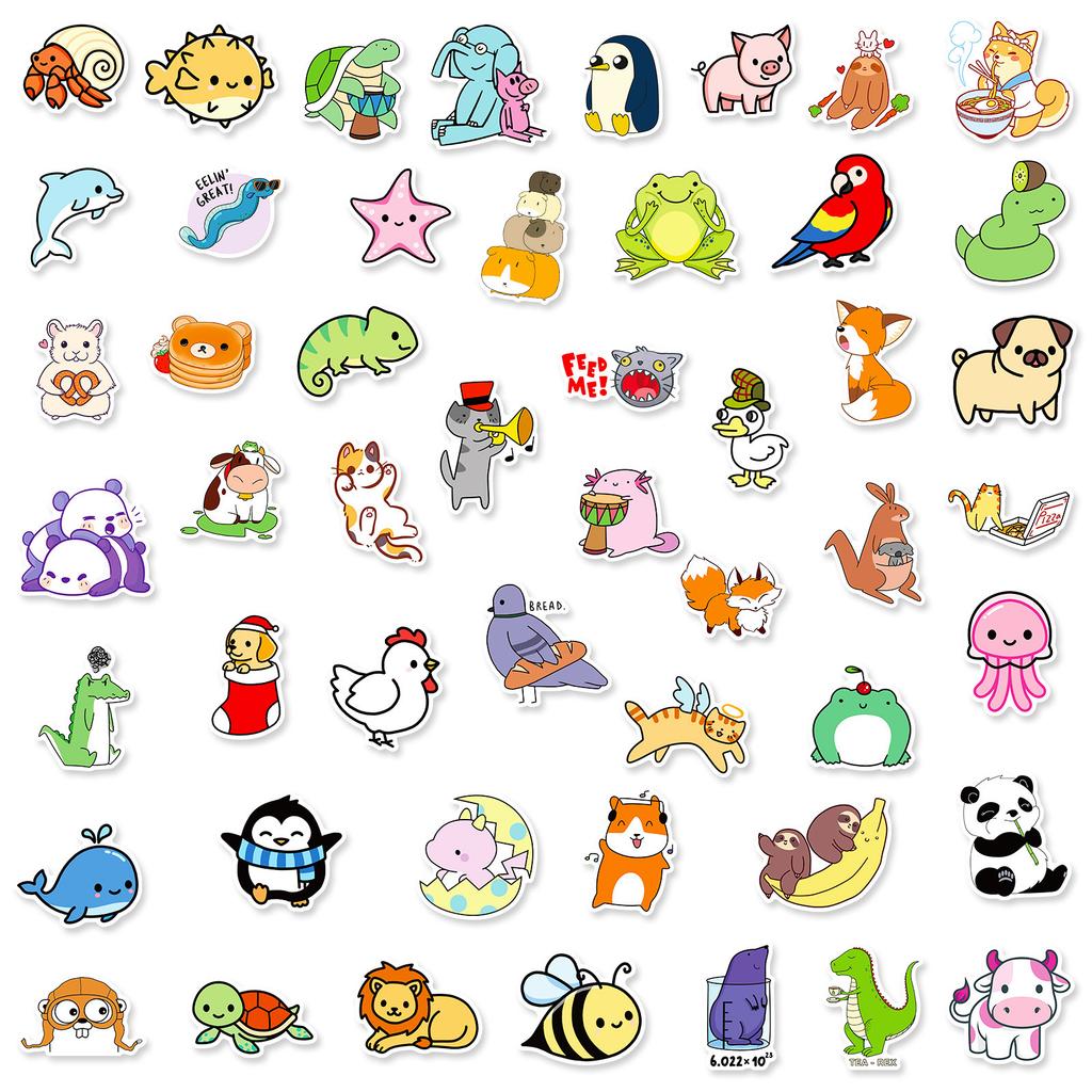 50-100 Cute Small Animal Stickers Kindergarten Students Children Reward Cartoon Animal Avatar Stickers