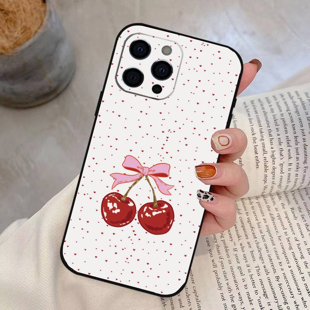 Cute cherry Phone Case Silicone Soft For IPhone 17 16 15 14 13 12 11 X XR Plus Pro Max Plus
