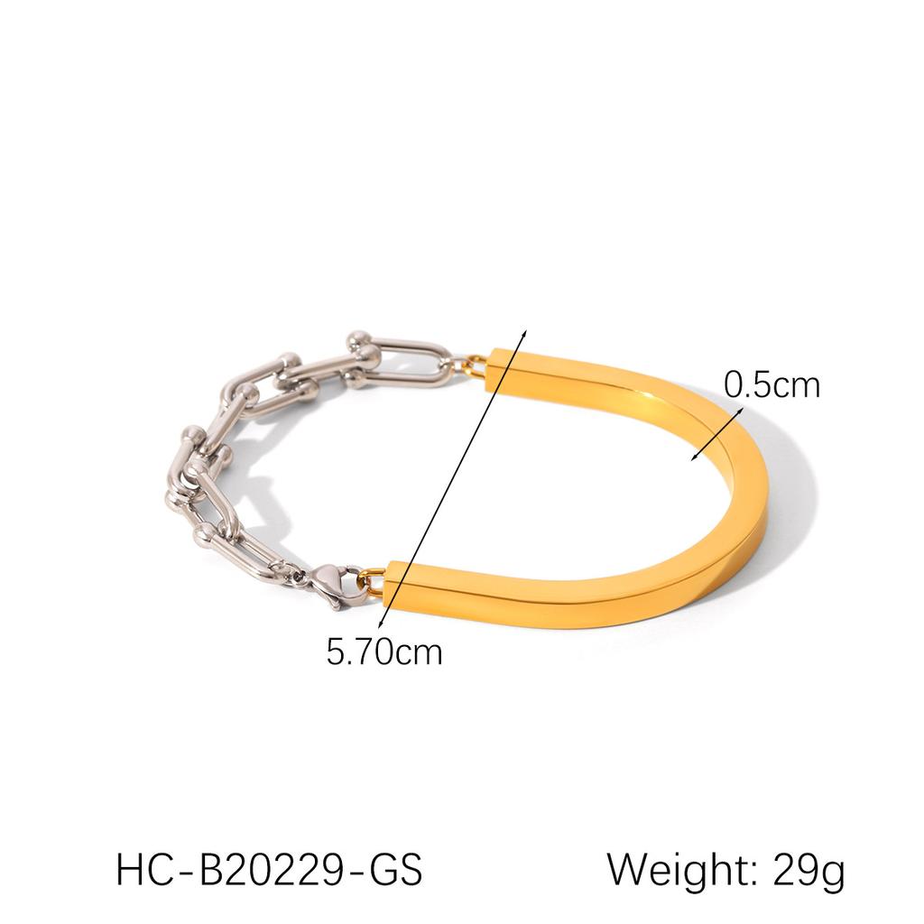 Fashion Fine 14inch U-shaped Horseshoe Buckle Stainless Steel Non-fading Link Chains for Women