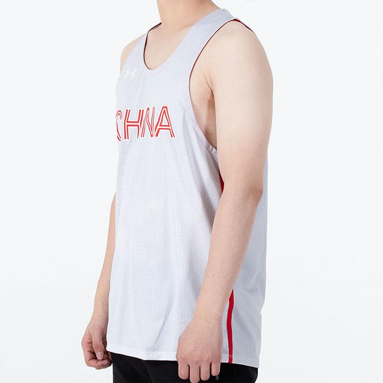 Under Armour Mens Training Series China 3x3 Replica Logo Solid Color Letter Training Breathable Round Neck Basketball Jersey Men Jersey 1364595-014