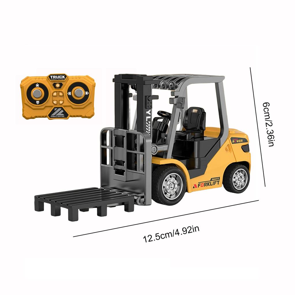 1/64 Mini Remote Control Forklift Truck Remote Controlled Alloy Forklift Toy Car Model for Kids Age 6-12 Christmas Birthday Gift