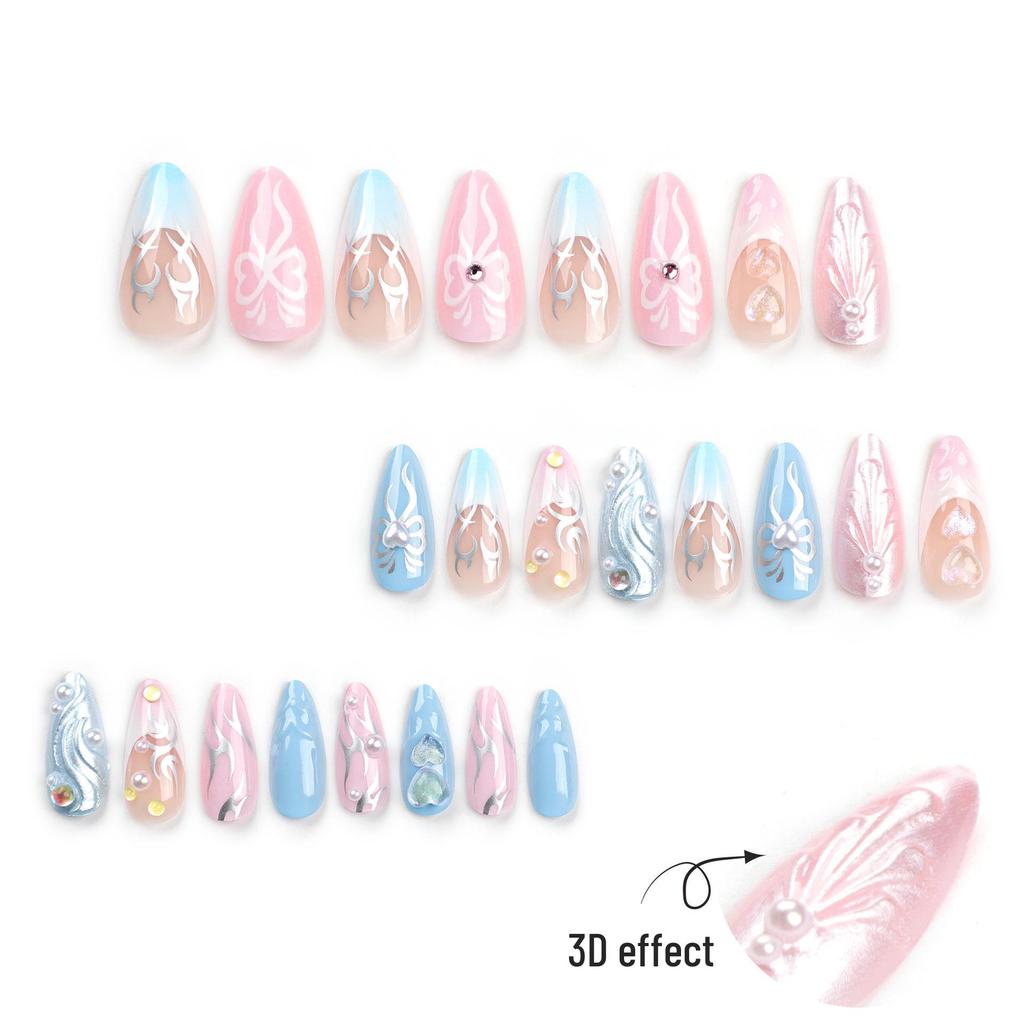 2024 Herz Schleife 3D Rosa Abnehmbar Tragbar Falsche Nagelkunstspitzen