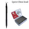 0.5/0.7mm Black/Silver Mechanical Pencil with Leads and Eraser,Automatic Pencil Sketch Painting Office Writing Stationery Supply