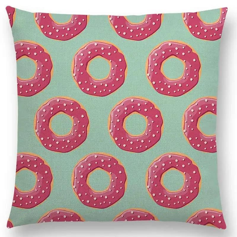 Colorful Prints Cushion Cover Chocolate Candy Donuts Pretty Ice Cream Pattern Color Party Sofa Throw Pillow Case Decor
