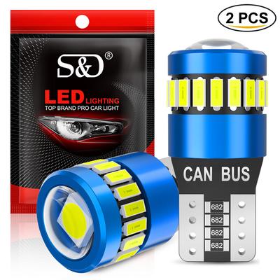 2 stuks Canbus T10 W5W Led-lampen 18SMD 3014 + 3030 6000 K 168 194 Led 5w5 Lens Wedge Auto-interieur Kaart Lichtkoepels Parkeren Zijlicht Auto Signaallamp
