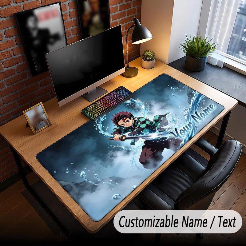 Custom Name Extended Mouse Pad,Demon Slayer Gaming Desk Mat For Home Office Desktop Decor