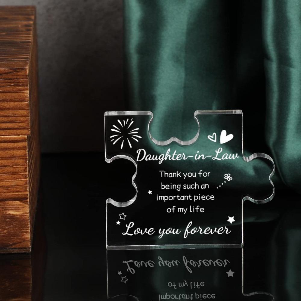 Daughter-in-Law Acrylic Puzzle. Birthday or Christmas desk decor gift from mother-in-law.