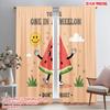 2pcs 2D Flat Printing Drapes One In Melon Happy 100% Polyester Fabric Without Electricity Festive Curtains for Home Wall Yard