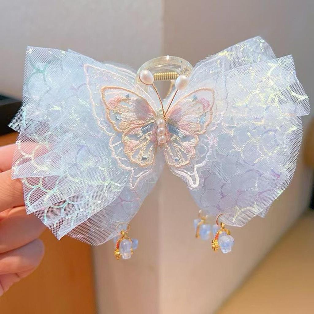 Princess Style Pink Fairy Dot Pearl Bow Hair Clip for Children