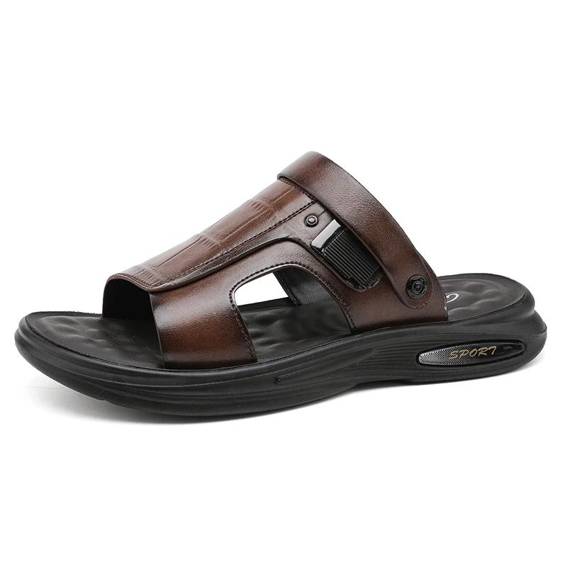 Fashion 2025 Summer Fashion Men Sandals Man Beach Leather Sandals Luxury Sandals Men Outdoor Beach Casual Shoes Cheap Male Sandals