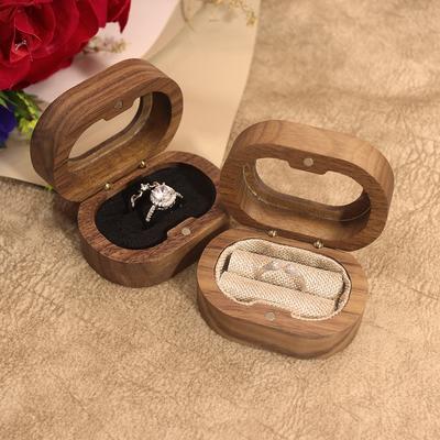 Wooden Finger Ring Box Engagement Ring Couple Rings Holder Retro Wedding Ring Case  Wedding
