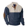 Herbst/Winter Herren Casual Color-Blocked Sweatshirt mit Kragen und Kord-Stehkragen