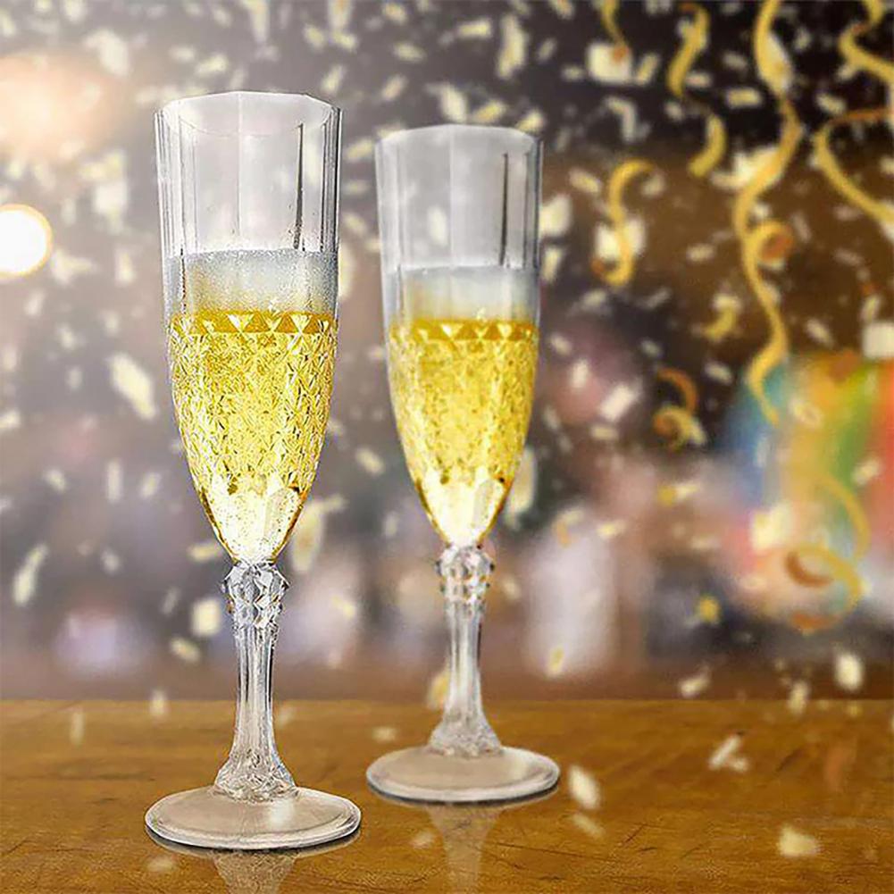 Plastic Wine Goblets Plastic Drinkware Elegant Shatterproof Plastic Champagne Flutes for Weddings for Toasting for Bachelor