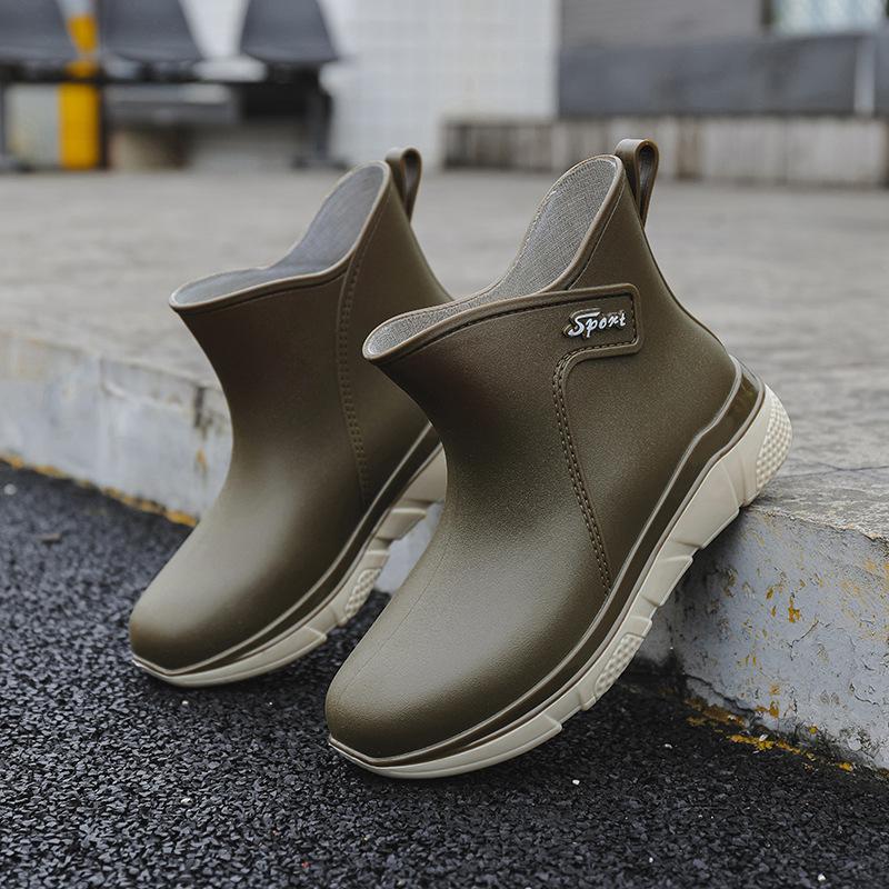 

Модные резиновые сапоги на плоской подошве, женские сапоги средней и короткой длины с утолщенной велюровой подкладкой для тепла, женские туфли на плоском каблуке для воды, резиновая обувь 40 темно-зеленого