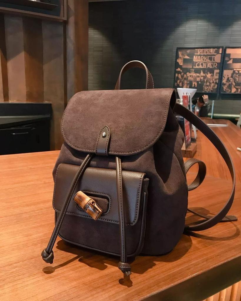 JIAERDI Hot Girls Brown Mini Backpack Women New Retro Versatile Suede Chic Y2k Backpacks Female Vintage Casual Mochila Aesthetic