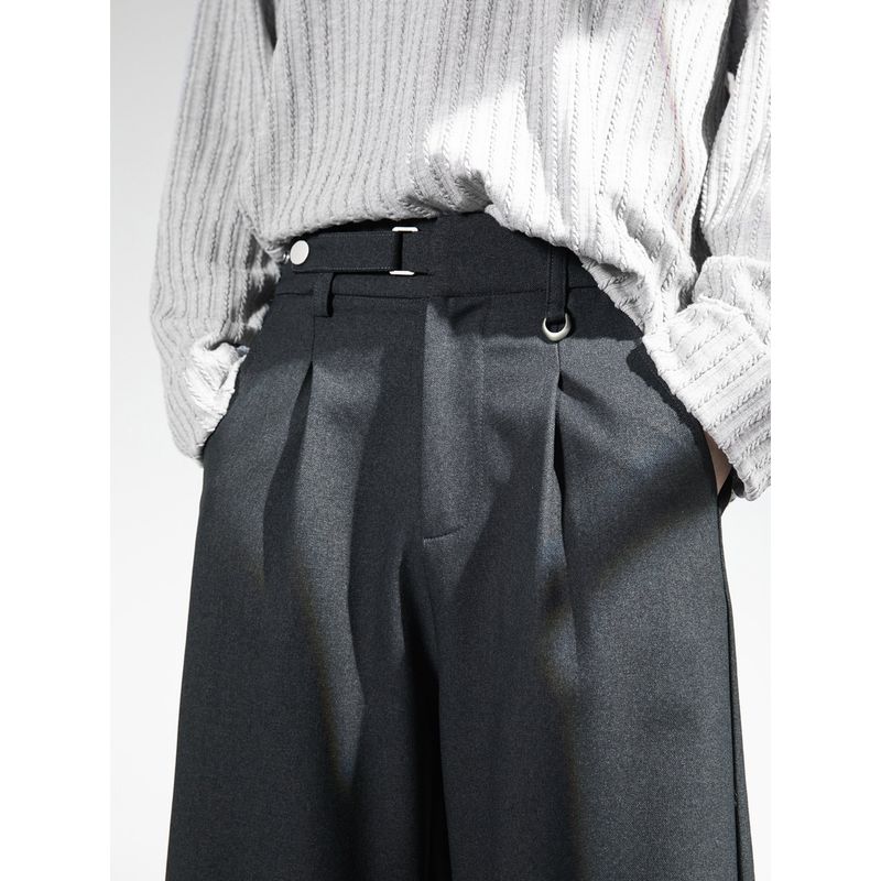 Wassup Trendy American Retro Wide-Leg Dress Pants for Men, Loose Casual Old Money Style Design Casual Long Pants