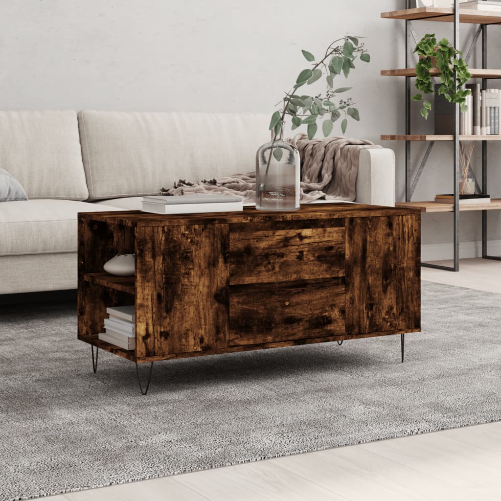 Vidaxl Coffee Table, Smoked Oak, 102X44.5X50 Cm
