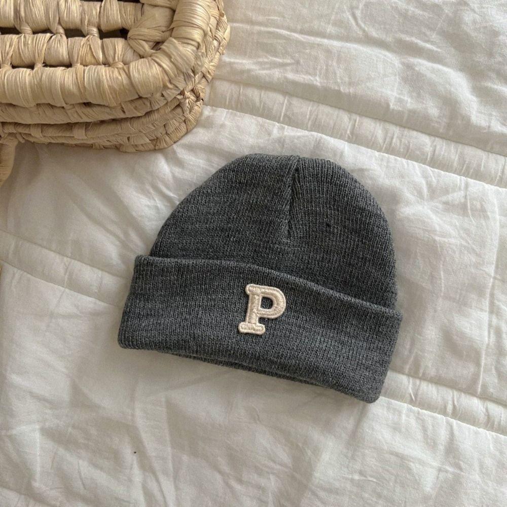 P Letter Baby Knitted Hat Autumn Winter Infant Warm Hat Fashion Baby Beanie Cap  Boys Girls