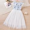 Girls Dress 2023 Summer Korean Kids Floral Mesh Splicing Dress Children's Clothing