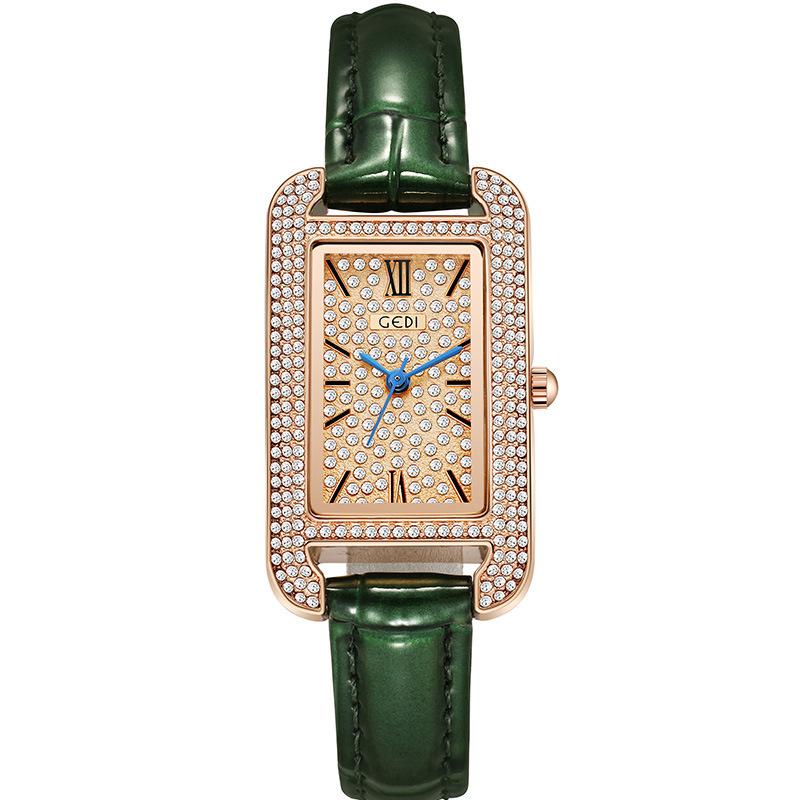 Women'S Fashion Small Square Disc Full Of Diamonds Niche Belt Gypsy Quartz Waterproof Watch