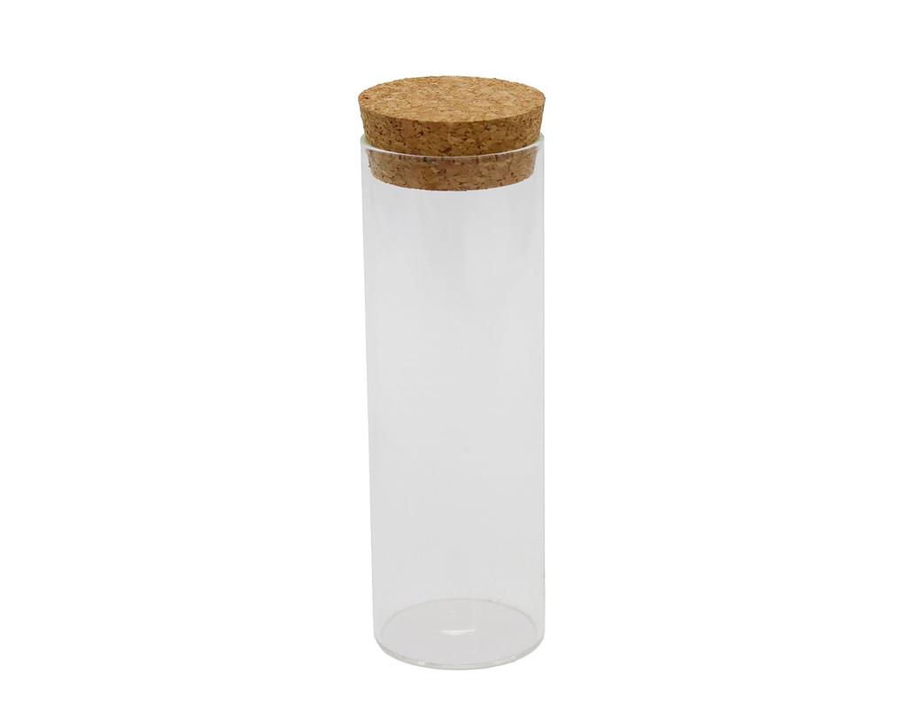 Glass Square Cylinder Pot, Large, with Cork, Cork-Stopped Glass Bottles, 6 Pieces