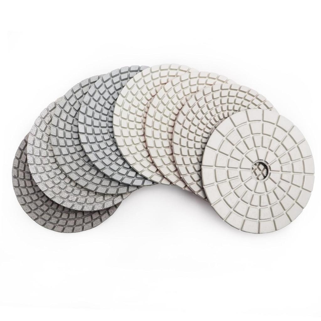 SHDIATOOL 8Pcs 4 Inch Diamond Wet Polishing Pads with White Bond Grit 50 Sanding Pads Grinding Pads for Marble Granite Stone