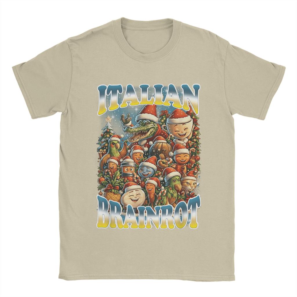 Italian Brainrot Christmas Meme Chaos T-Shirt for Men Funny  Tee Shirt Round Neck Short Sleeve T Shirts New Arrival Clothing