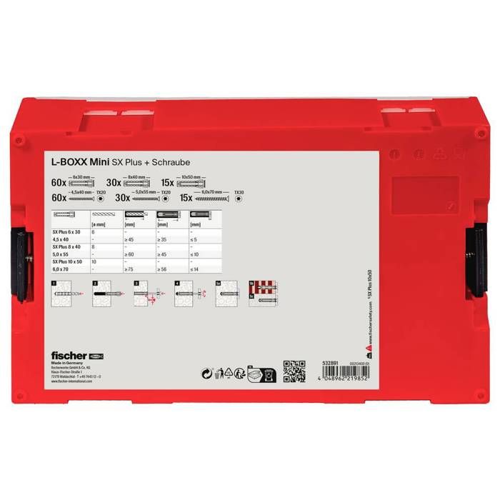 Boîte de vis et de chevilles à expansion FIXtrainer SX Fischer 532891, 210 pcs.