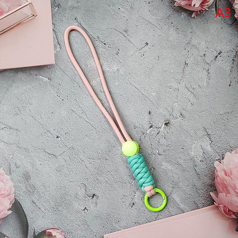 1Pc Color Combination Knot Mobile Lanyard Creative Short Braided Lanyard Mobile Phone Case Key Ring Can Be Detachable Anti-Loss