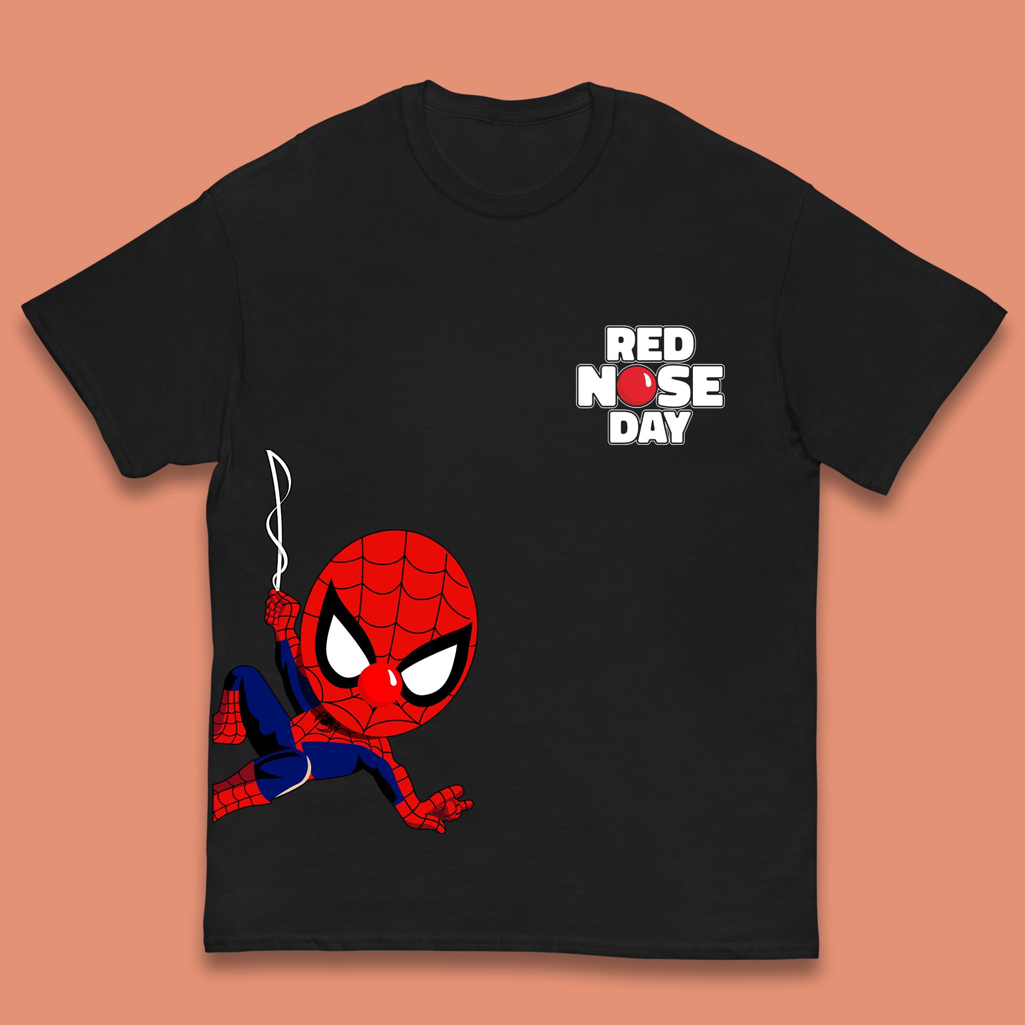 Spider Man Peeking Red Nose Day Kids T-Shirt 160