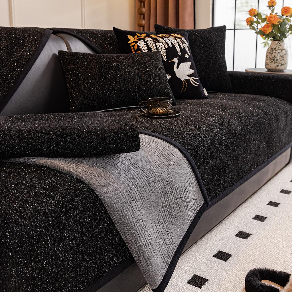 Thickened Four Seasons Light Luxury Sofa Cushion Non-Slip Advanced Sense Straight Row Leather Sofa Cushion Four Seasons Universal Cover