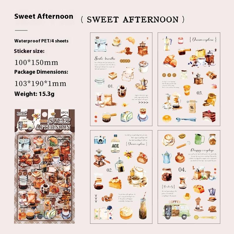 4 Blatt/Beutel Sticker Dessert Lebensmittel Flache Sticker Scrapbook DIY & Planer Dekoration Für Handyhülle Notizbuch