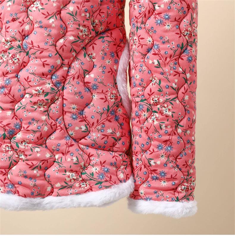 Women's Winter Floral Cotton Vest with Frog Buttons