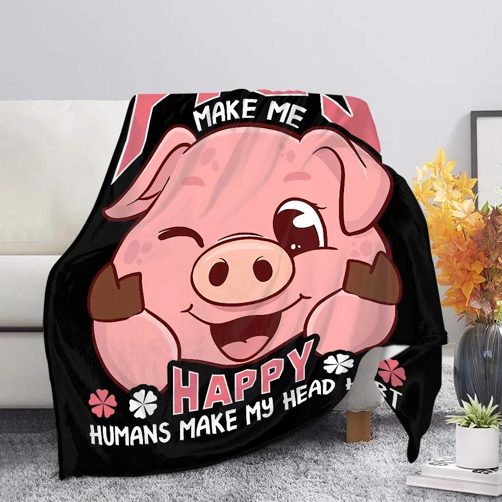 Cute Pig Pink Fleece Blanket Soft Warm Bedroom Throw Blanket On Bed Sofa Bedding Travel Sherpa Blankets for Adult Kids Quilt