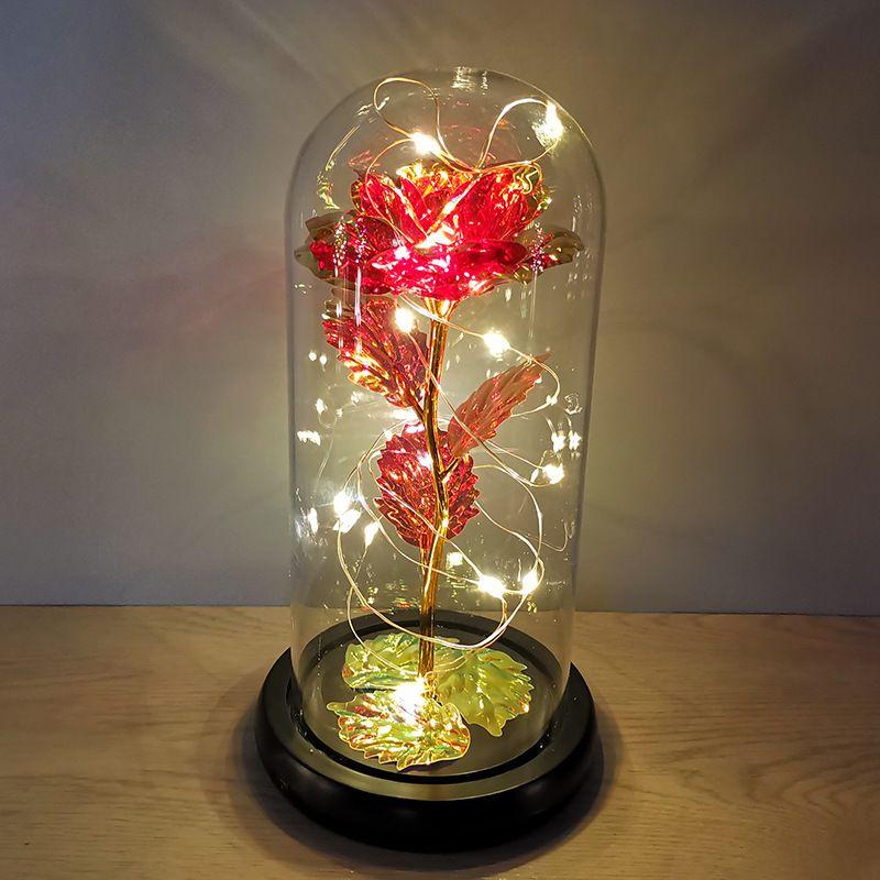 Stunning Eternal Flower In Glass Dome With Led Lights Unique Home Decor