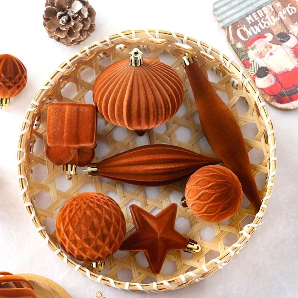 28Pcs Special-shaped Flocked Christmas Balls Colorful Reusable Christmas Hanging Balls Hollow Out Decorative Xmas Tree Ornaments