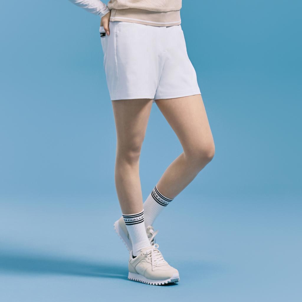 CHALLENGER Women'S Cut-Out Hidden Elastic Waist Half Pants White