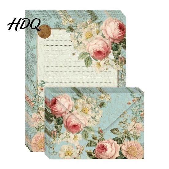 Floral Patterned Envelopes 5Pcs Butterfly Stationery Paper Envelope Set Vintage Writing with Lined Set Pages Letter Kit for Letters