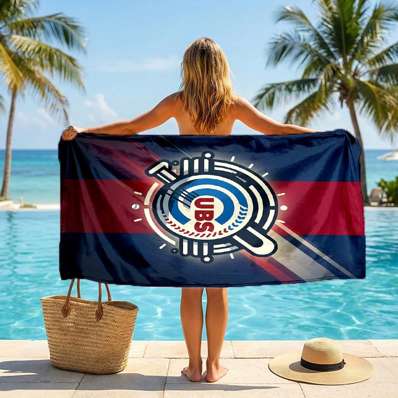Asciugamano da Spiaggia alla Moda Chicago Cubs Asciugamano Portatile Morbido ad Asciugatura Rapida per Nuoto Campeggio Vacanze