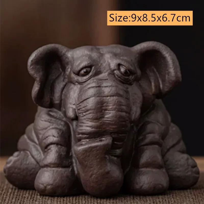 Chinese Purple Clay Tea Pet Handmade Elephant Statue Ornaments Tea Figurine Sculpture Decoration Tea Set Decors Accessories