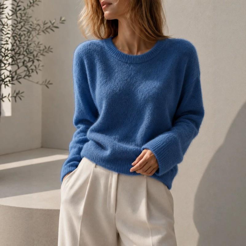 Womens Loose Fit Knit Sweater Long Sleeve Soft Pullover Fall Winter Casual Wear