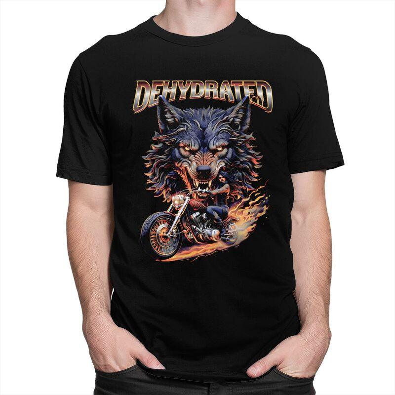 Dehydrated Wolf Biker T Shirts Unisex Tshirt Summer Streetwear Casual Graphic Tee For Husband 100 Cotton Slim Fit Clothes