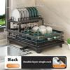 2-Tier Dish Drying Rack With Drainer Anti-Rust Kitchen Counter Tableware Drainboard Storage Organizer Supplies For Dishes