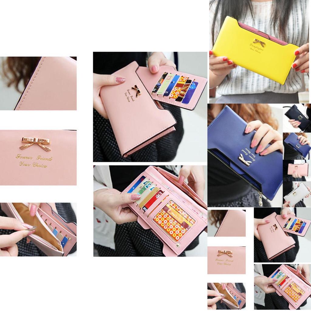 Elegant Fashion Lady Women Leather Clutch Purse With Long Zip Card Holder Case Wallet Handbag