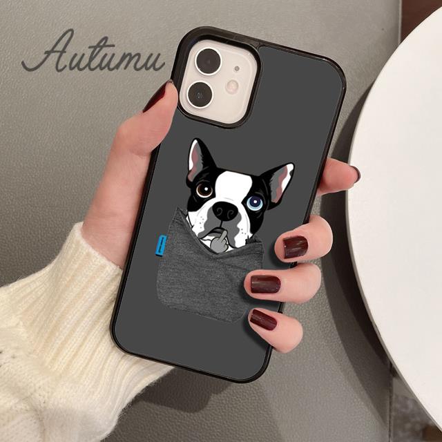 Etui na telefon z psem rasy Boston Terrier dla iPhone 11 12 13 14 Pro Max mini X XR XS SE 2020 5s 6S 7 8 Plus Samsung Galaxy S21 S22 skorupa