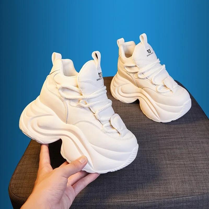 Fashion 8CM Cow Genuine Leather Woman Firm Ergonomic Women Platform Wedge Casual Ankle Boots Chunky Sneakers Autumn Spring Shoes 2025