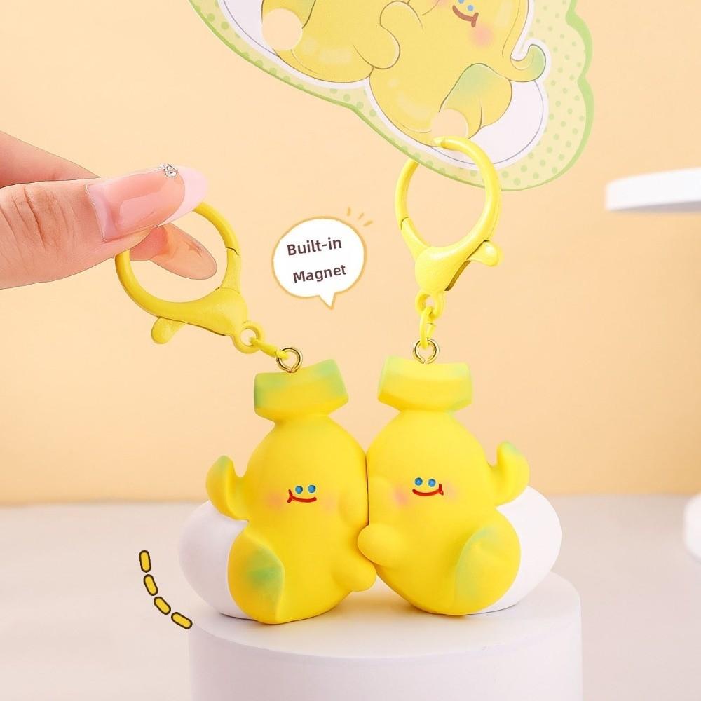 Magnetic Cat Figurine Keychain Capybara Couple Pendants Car Key Accessories