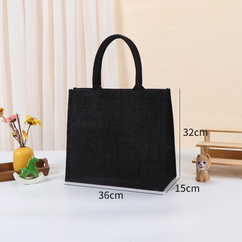 Red Burlap Tote, Green Burlap Tote, Black & Blue Linen Shopping Bag, MUJI Tote Bag.