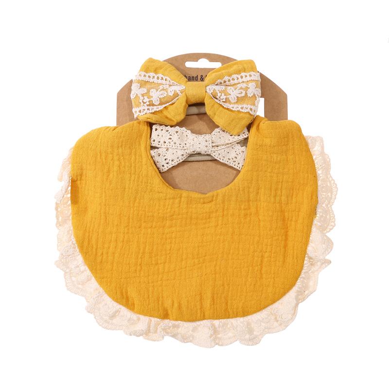 3 Teile/satz Solide Baumwolle Baby Lätzchen & Spitze Stirnbänder Prinzessin Jungen Mädchen Speichel Handtuch Fütterung Spucktücher Haar Bands