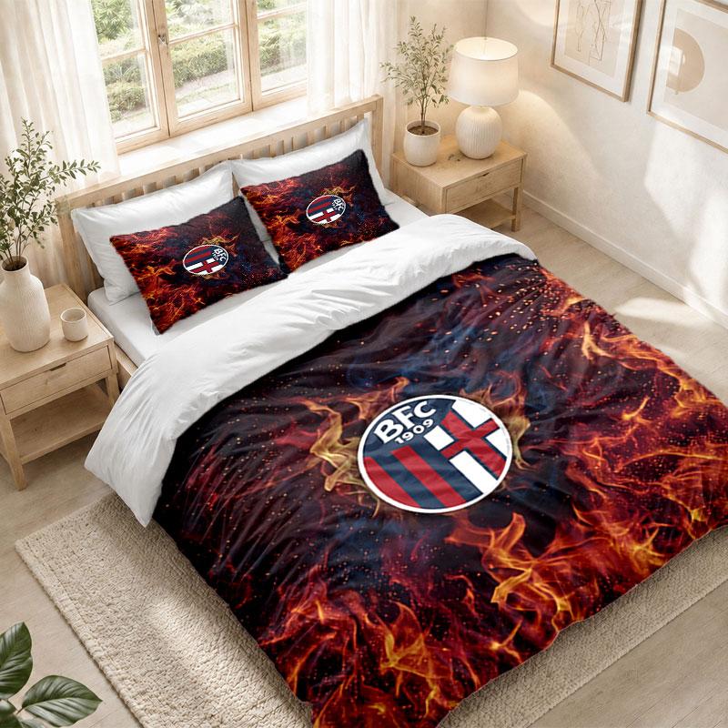 Bedding Set 1 Duvet Cover 2 Pillowcases Bologna FC Print Bedroom Home Decoration